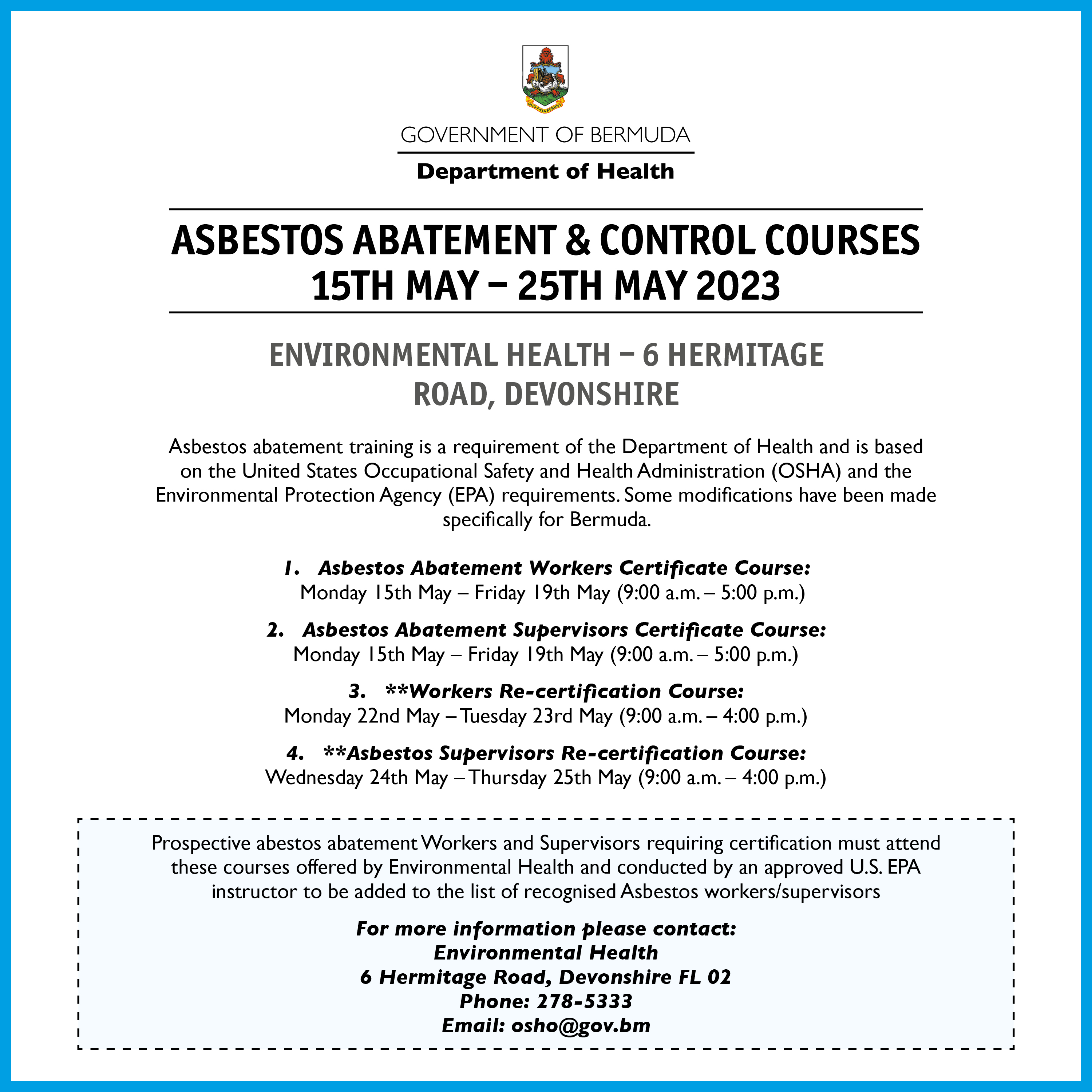 Asbestos Abatement Supervisors and Workers Certificate